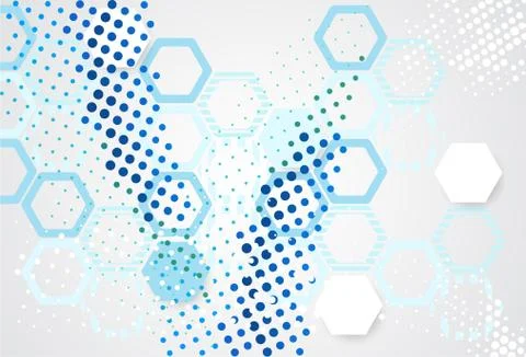 Abstract pattern points and hexagons. Illustrazione stock
