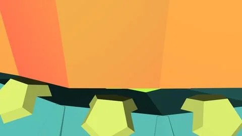 An abstract pattern of primitive shapes. Minimalism. Rendering an image. Stock Illustration