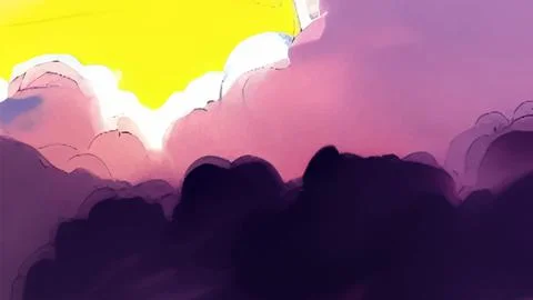 Abstract pattern with purple cartoon sky clouds painted. Stock Illustration