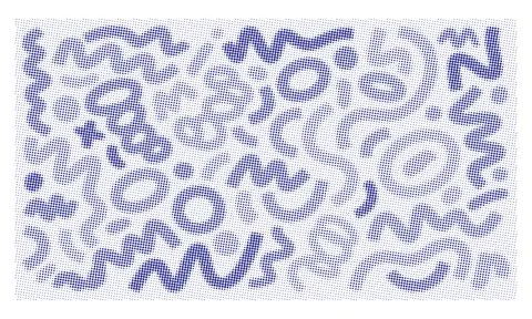 Abstract pattern with purple halftone wavy lines and geometric shapes. Stock Illustration