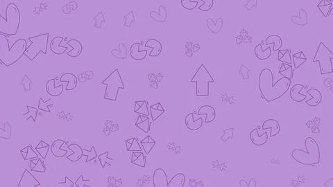 Abstract Pattern of Purple Hearts and Stars on a Lavender Background. Stock Illustration