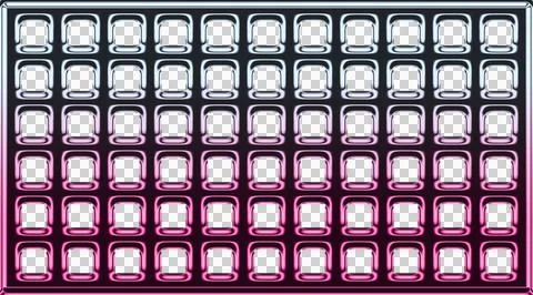 Abstract pattern of purple light bulb in dark grid layout transparent background Illustrazione stock