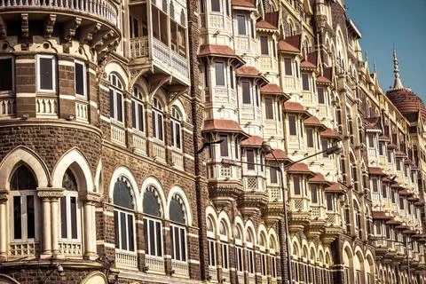  Abstract pattern of rectangle geometric shapes of colored wall on archite... Stock Photos