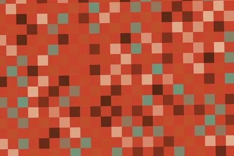 Abstract pattern of red and brown squares with green and blue Stock Photos