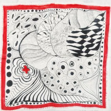 Abstract pattern with red flower on head scarf Stock Photos