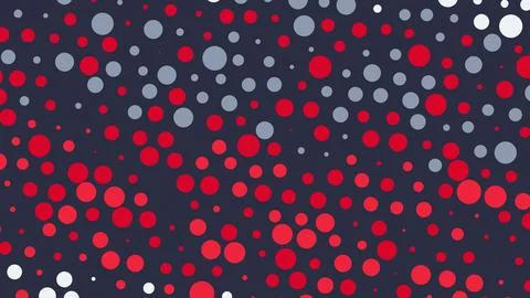 Abstract pattern of red, grey, and white dots scattered across a dark blue ba 库存插图