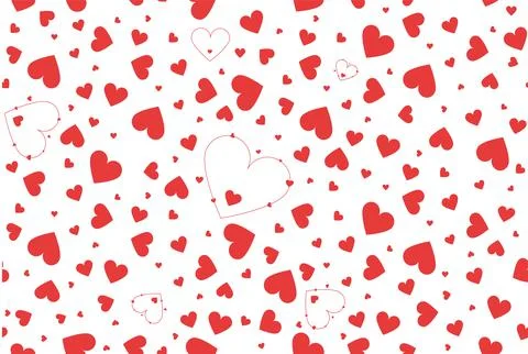 Abstract pattern from red hearts on white seamless background for valentines day Illustrazione stock