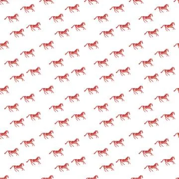 Abstract pattern with red horse made from ribbons Illustrazione stock