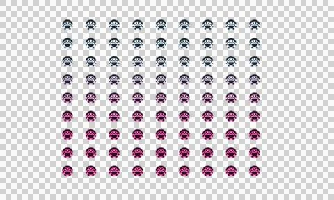 Abstract pattern of repeating floral motifs in green and pink on black Stock Illustration