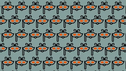 Abstract Pattern with Repeating Orange and Black Shapes on a Gray Background. Stock Footage 325388242