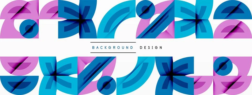 Abstract pattern repeats. Blue, pink hues dominate design. Simple shapes create イラスト素材