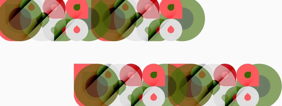 Abstract pattern repeats twice. Circles overlap, creating varied shades green イラスト素材