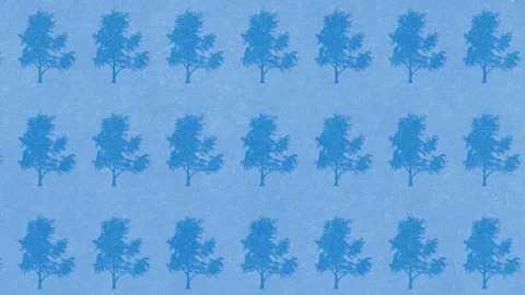 Abstract Pattern of Repetitive Blue Trees on a Soft Textured Blue Background Video stock 302249358