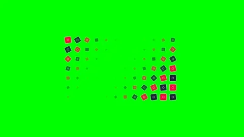 Abstract pattern of rotating red and dark squares on a bright green backgroun Stock Footage 340265889