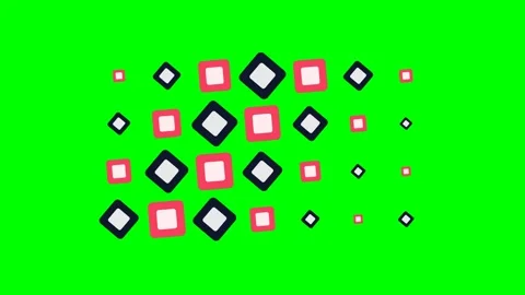 Abstract pattern of rotating red and black squares on a green background Stock Footage 340903306