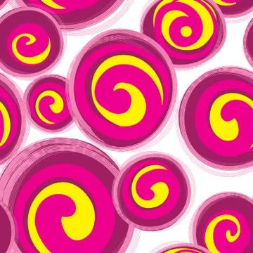 Abstract pattern with round shape forms in retro style. Seamless Stock Illustration