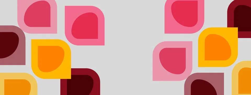 Abstract pattern. Rounded squares, rectangles overlap. Warm colors dominate, Stock Illustration