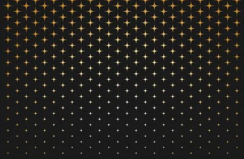 Abstract pattern of scale gold stars on black background - Vector illustration 스톡 일러스트