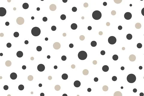 Abstract pattern of scattered dark gray and light gray polka dots on white Stock Illustration