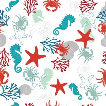 Abstract pattern with sea horse 스톡 일러스트