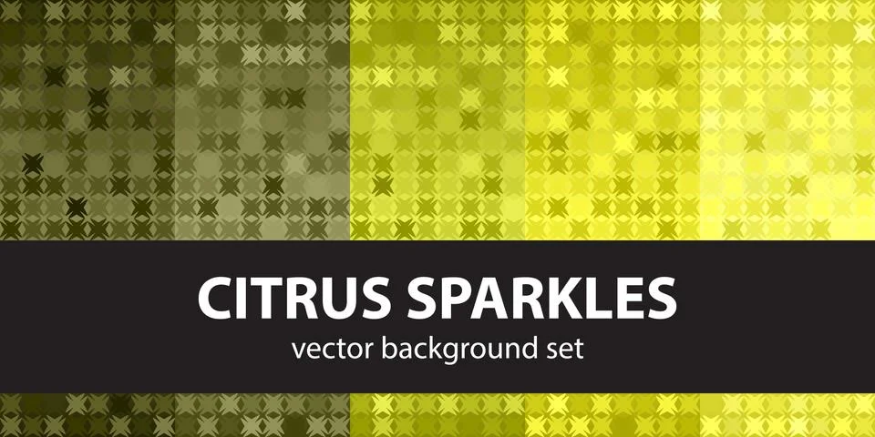 Abstract pattern set Citrus Sparkles. Vector seamless backgrounds Illustrazione stock