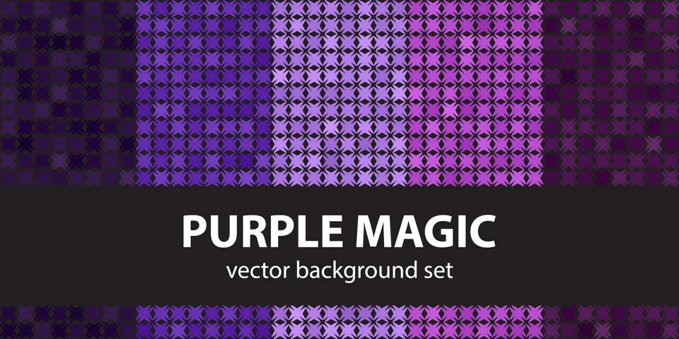Abstract pattern set "Purple Magic". Vector seamless backgrounds Stock Illustration