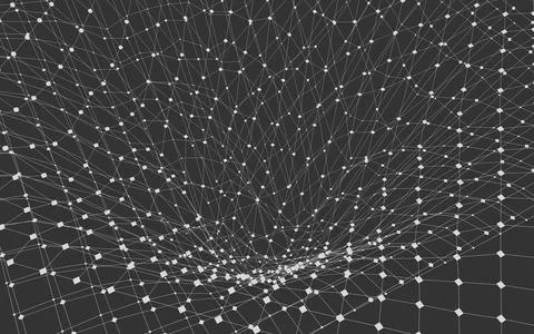 Abstract pattern of shapes and lines on a gray background. Decentralization a Stock-Illustration