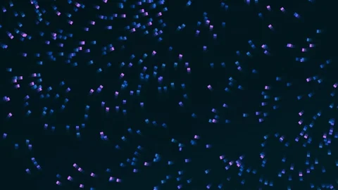 Abstract pattern of shimmering blue and purple lights on a dark background Stock Footage 329951627