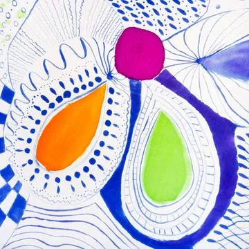 Abstract pattern on silk batik abstract floral ornament on silk hand made ... 스톡 사진