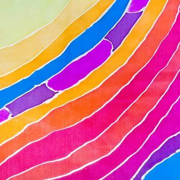 Abstract pattern on silk batik abstract rainbow picture on silk hand made ... Stock Photos