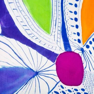 Abstract pattern on silk batik abstract floral ornament on silk hand made ... 스톡 사진