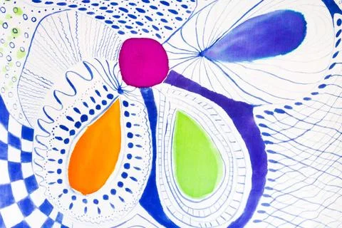 Abstract pattern on silk batik abstract floral ornament on silk hand made ... 스톡 사진