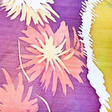 Abstract pattern on silk batik abstract pattern with flowers on silk batik... Foto stock