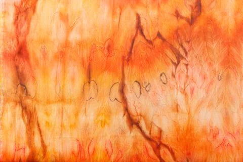 Abstract pattern on silk fabric texture in yellow and brown tones Stock Photos