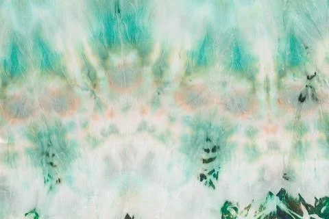 Abstract pattern on silk fabric texture in green tones Stock Photos
