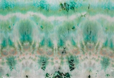 Abstract pattern on silk fabric texture in green tones Stock Photos