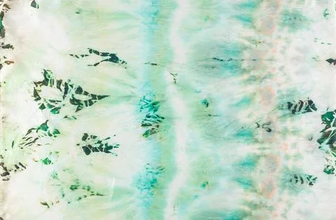 Abstract pattern on silk fabric texture in green tones Stock Photos