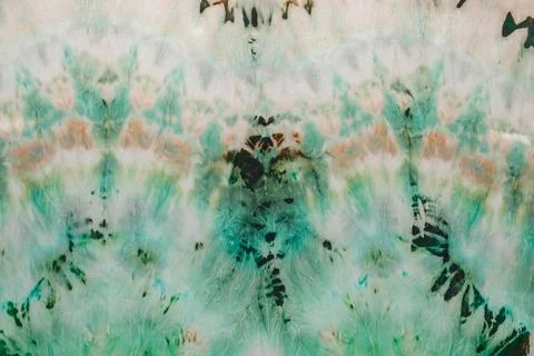Abstract pattern on silk fabric texture in green tones Stock Photos
