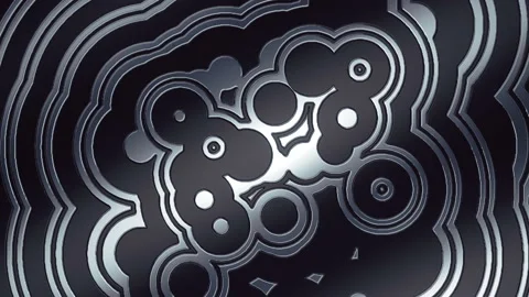 Abstract pattern of silver diverging circles. Luxury 3d render loop animation HD Stock Footage 131727565