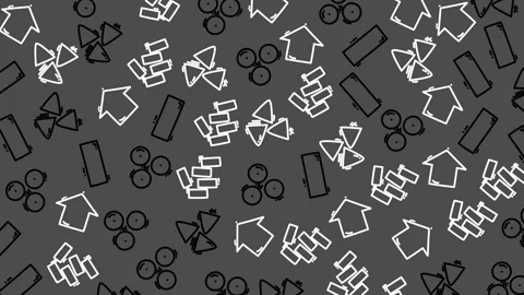 Abstract pattern of simple geometric shapes on dark background Stock Footage 335413382
