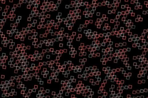 Abstract pattern of small black and pink squares on black background Stock Illustration