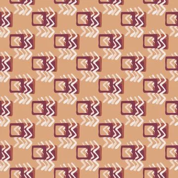 Abstract pattern with small geometric elements in burgundy and beige colors. Stock Illustration