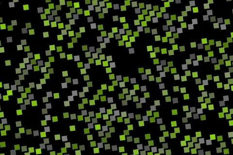 Abstract pattern of small green and gray squares on black イラスト素材