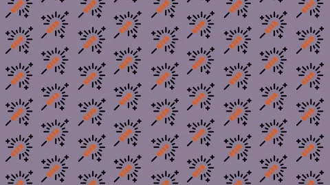 Abstract pattern with small orange and black starburst shapes on a purple b.. Stock Footage 325388295