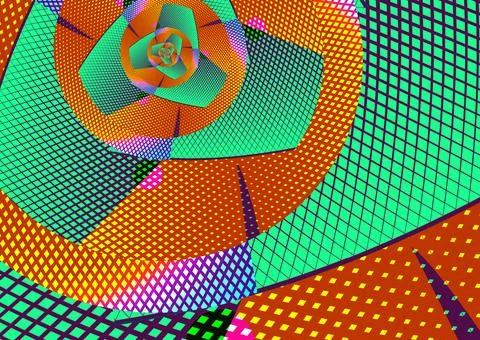 Abstract pattern of a spiral glitch trippy colors background Stock Illustration