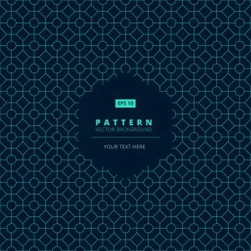 Abstract pattern square octagon and circle light blue on dark background with Stock Illustration