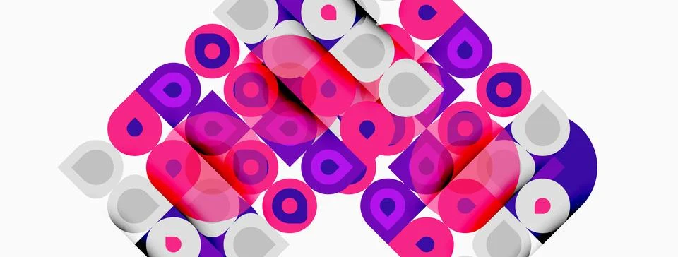 Abstract pattern. Squares, circles, vibrant colors create dynamic composition Stock Illustration
