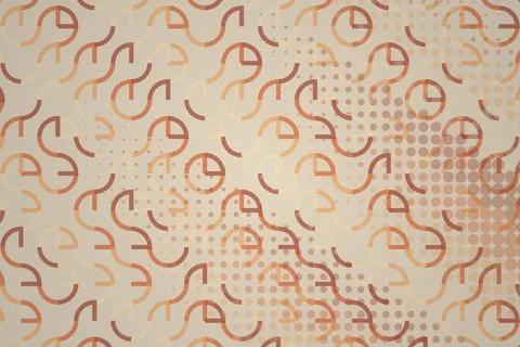 Abstract pattern with squiggly lines and dots in warm tones Stock Illustration