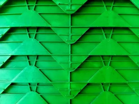 Abstract Pattern of Stacked Green Plastic Crates Stock Photos