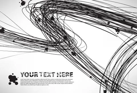 Abstract pattern of strokes of the pen and blots Stock Illustration